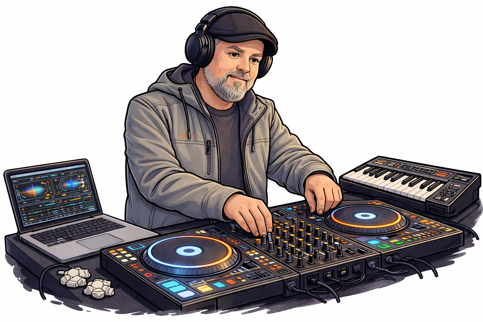 ReCoder DJing behind a table